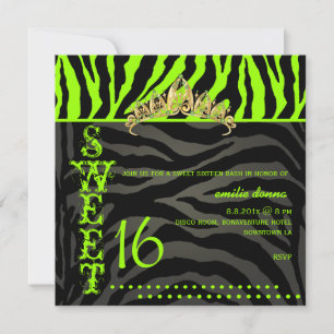 Convites PixDezines Sweet 16/Zebra Stripes