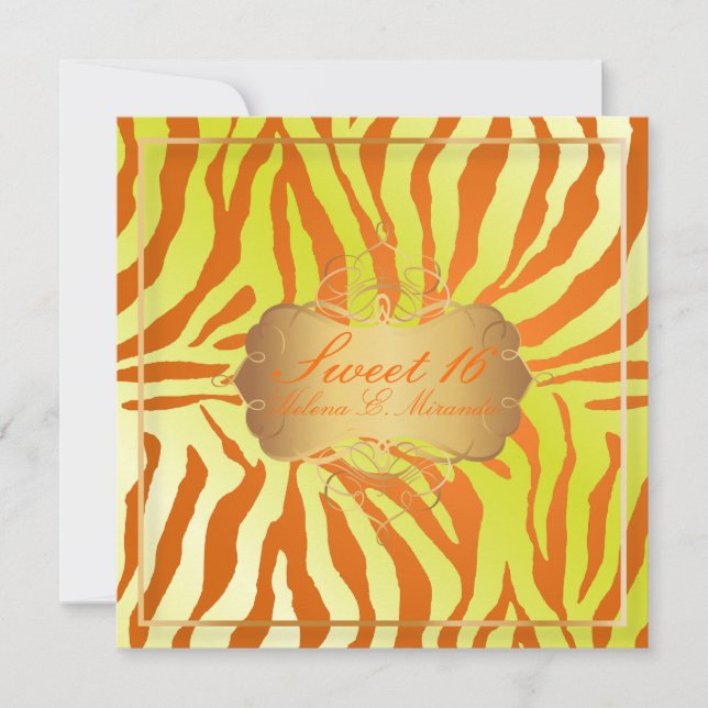 Convites PixDezines Sweet 16/Zebra Stripes (Frente)