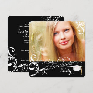 Convites PixDezines Swirls Graduação/DIY cor+fontes