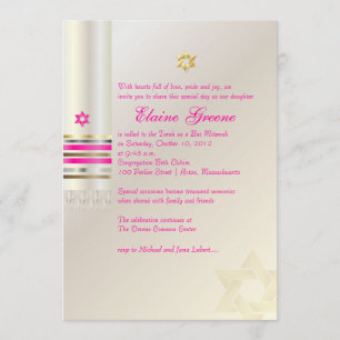 Convites PixDezines Tallit/Bat Mitzvah Rosa