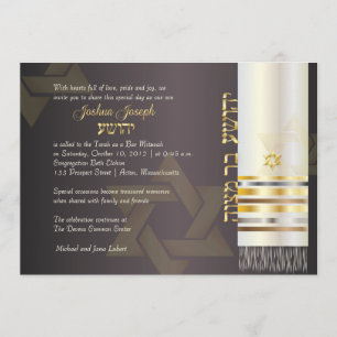 Convites PixDezines tallit/Stylish Bar Mitzvah/ash/ouro