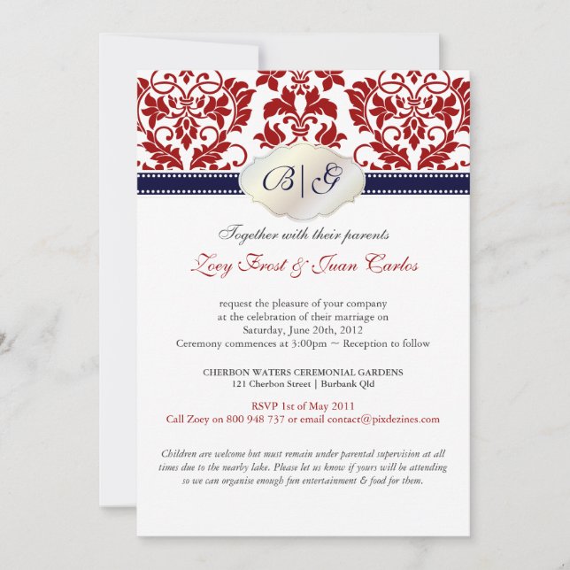 Convites PixDezines Tanza Damask/Cores DIY!!! (Frente)