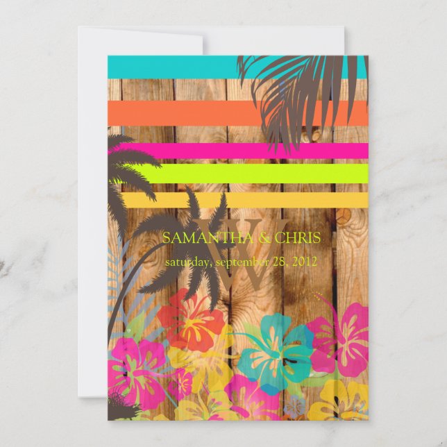 Convites PixDezines tema tropical grunge/praia/cores DIY (Frente)