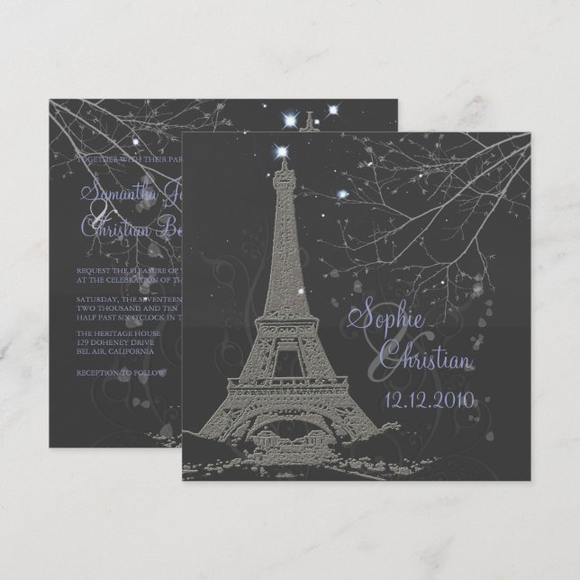 Convites PixDezines Torre Eiffel+Redemoinhos (Frente/Verso)