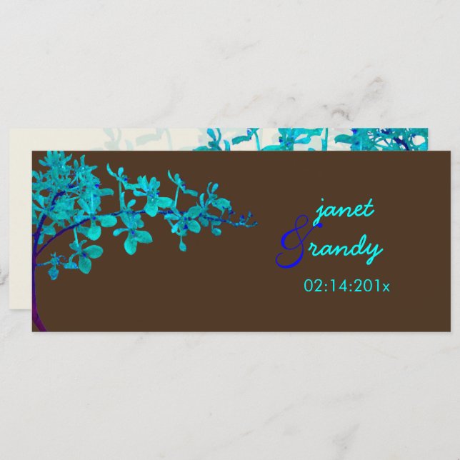 Convites PixDezines TURQUOISE ORCHIDS/RENANTHERA/cor DIY (Frente/Verso)
