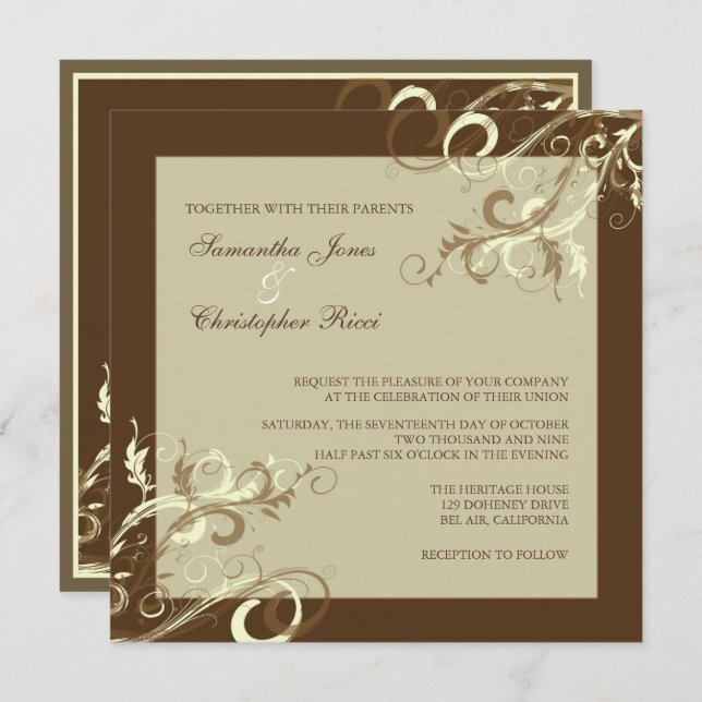 Convites PixDezines VANILLA SWIRLS/CAFE AU LAIT (Frente/Verso)