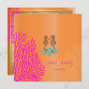 Convites PixDezines Vintage Coral Rosa+Cavalo