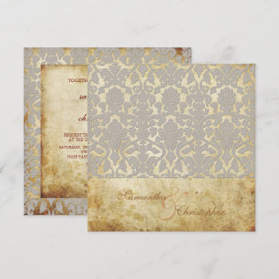 Convites PixDezines Vintage+Flora Romântica Damask