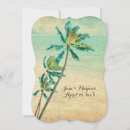 Convites PixDezines Vintage Hawaiian Beach/teal