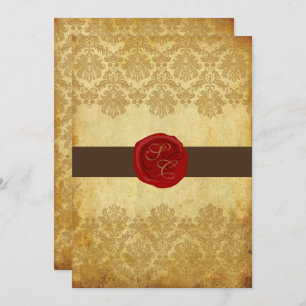 Convites PixDezines Vintage+Pique Lace Damask+Cera