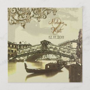 Convites PixDezines Vintage Veneza, Ponte Rialto/Redemoinho