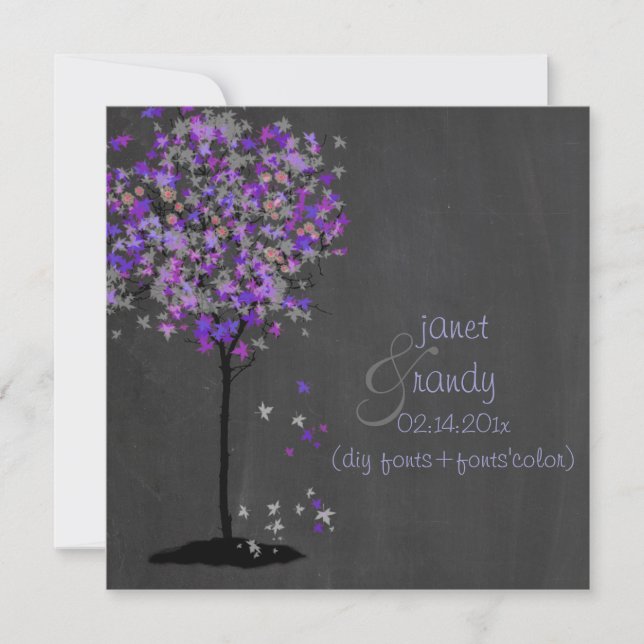 Convites PixDezines violet/maple tree/chalkboard (Frente)