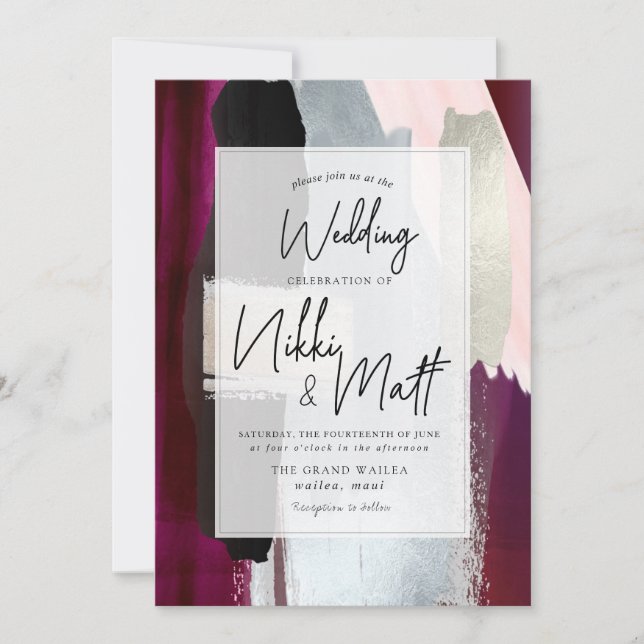 Convites PixDezines Watercolor Amostras Dahlia Red Blush (Frente)