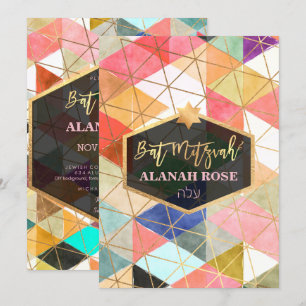 Convites PixDezines Watercolor Bat Mitzvah