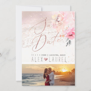 Convites PixDezines Watercolor Blush Peonies Salva a Data