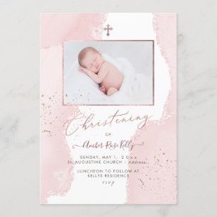 Convites PixDezines Watercolor Blush Pink Christening