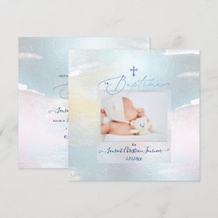 Convites PixDezines Watercolor Brush Stroke, Baptême garç
