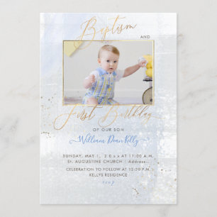 Convites PixDezines Watercolor com primeiro aniversario de
