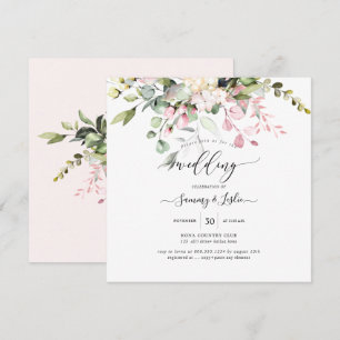Convites PixDezines Watercolor Dusty Eucalyptus Rosa Cinza