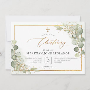 Convites PixDezines Watercolor Eucalyptus Christening