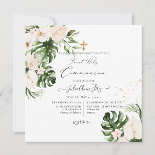 Convites PixDezines Watercolor Floral Tropical n Foliage