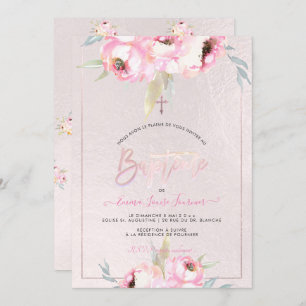 Convites PixDezines Watercolor Flowers Peonies Baptême