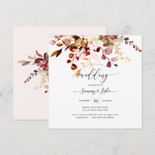 Convites PixDezines Watercolor Rust Orange Gum Eucalyptus 