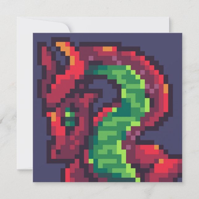 Convites Pixelart, Pixel Art, dragon (Frente)