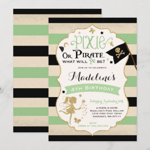 Convites Pixie E Pirata Aniversário Invocando Pirata De Fad