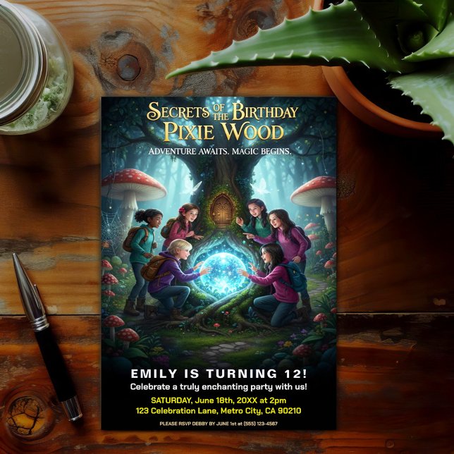 Convites Pixie Wood Magical Birthday Party (Criador carregado)
