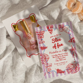 Convites Pizza 1rua Fatia Desenhada De Foto Divertida Anive