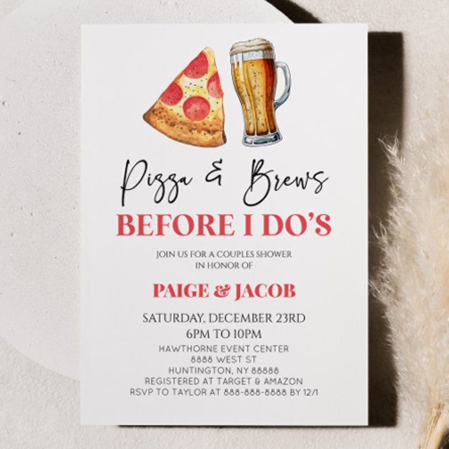 Convites Pizza & Brews antes do Chá de Casais de casamento (Criador carregado)