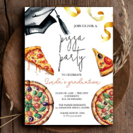 Convites Pizza de Graduação por Aquarela Elegante