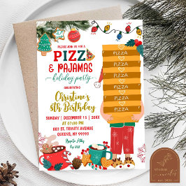 Convites Pizza de Natal e Pijamas Festa de Aniversário de F