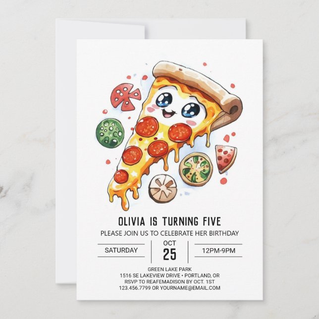 Convites Pizza de Queijo Whimsso Aniversário (Frente)