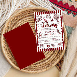 Convites Pizza doodle special Delivery Baby Shower 