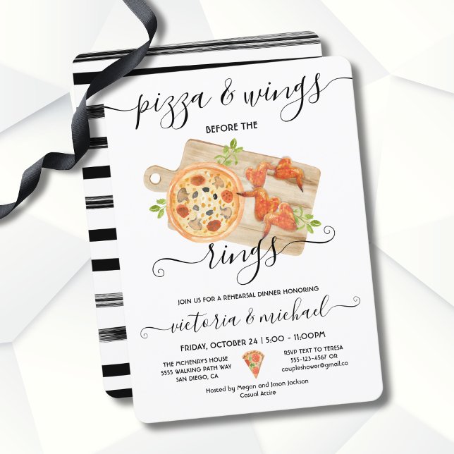 Convites Pizza e Asas antes do Janto de ensaio dos anéis (Criador carregado)
