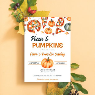 Convites Pizza e modelo de escultura de abóbora