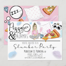 Convites Pizza e pijamas de Festa de aniversário de sono