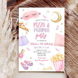 Convites Pizza e pijamas Sleepover Sumber Party Aniversário