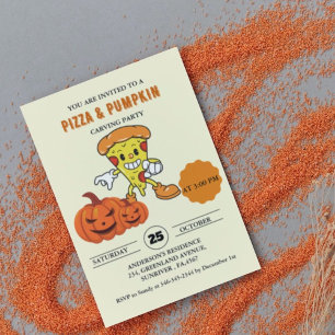 Convites Pizza e Pumpkin com cárter de halloween