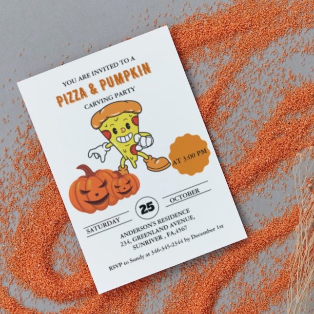 Convites Pizza e Pumpkin com cárter de halloween (Criador carregado)
