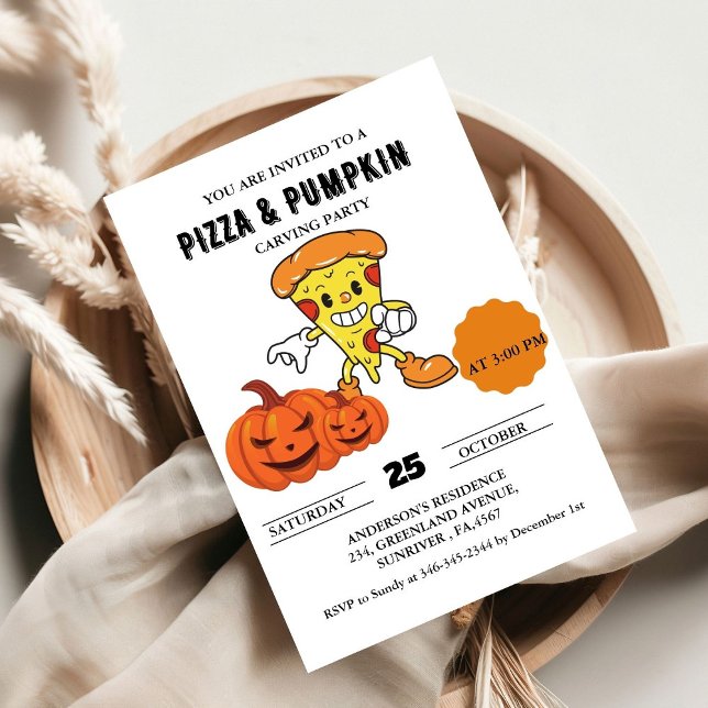 Convites Pizza e Pumpkin com cárter de halloween (Criador carregado)