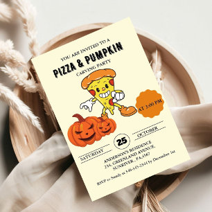 Convites Pizza e Pumpkin com cárter de halloween