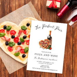 Convites Pizza e vinho Noite Moderna Mínima