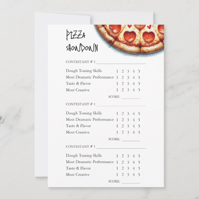 Convites Pizza Fazer Scorecard Imprimível (Frente)