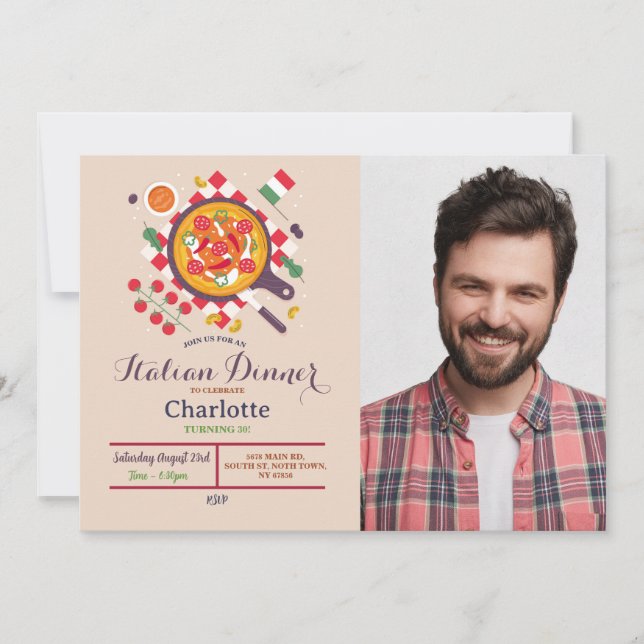 Convites Pizza - Foto do almoço de Festa de aniversário Jan (Frente)