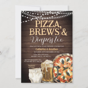 Convites Pizza, Fraldas também, Madeira Chá de fraldas