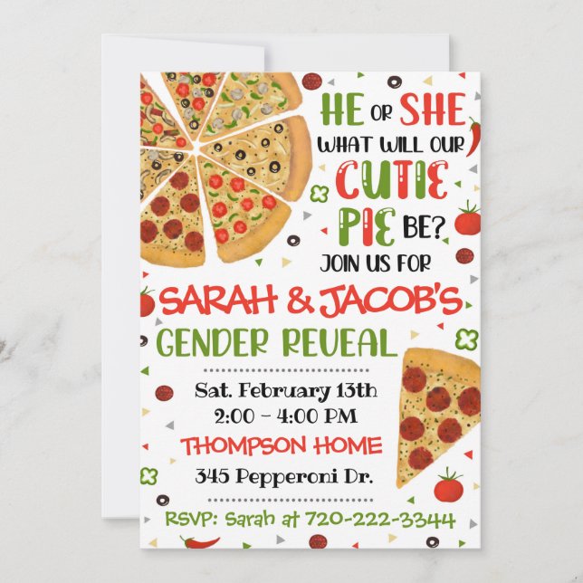 Convites Pizza Gênero Revelar Convite, Revolução de Gênero (Frente)