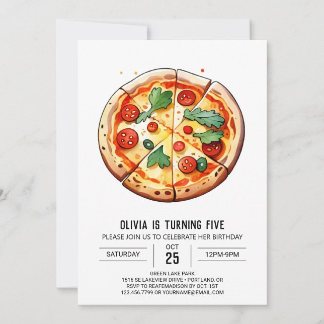 Convites Pizza Imprimível Foodie Aniversário (Frente)